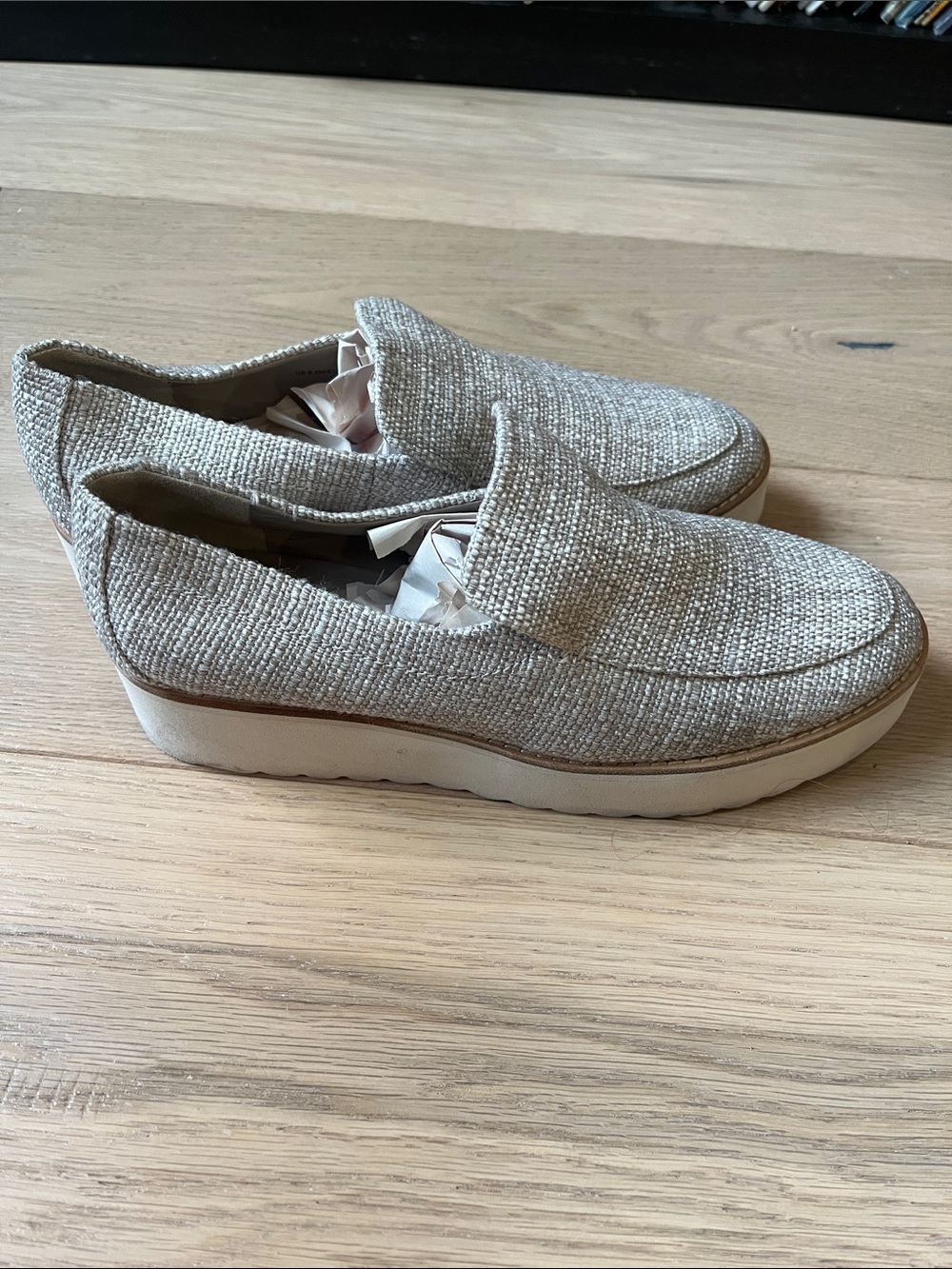VINCE Zeta Lightweight Raffia Platform Leather Loafers - Size 9.5 - Picture 6 of 8